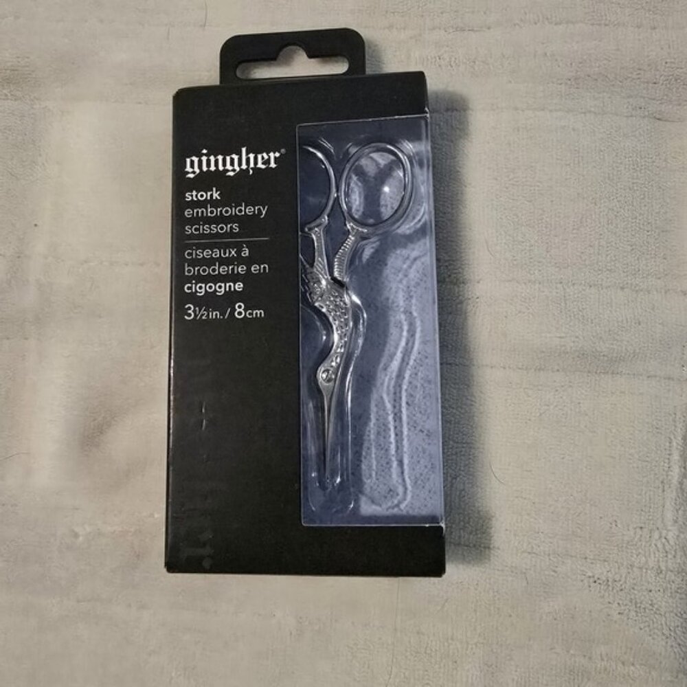 GINGHER STORK Embroidery Silver Scissors